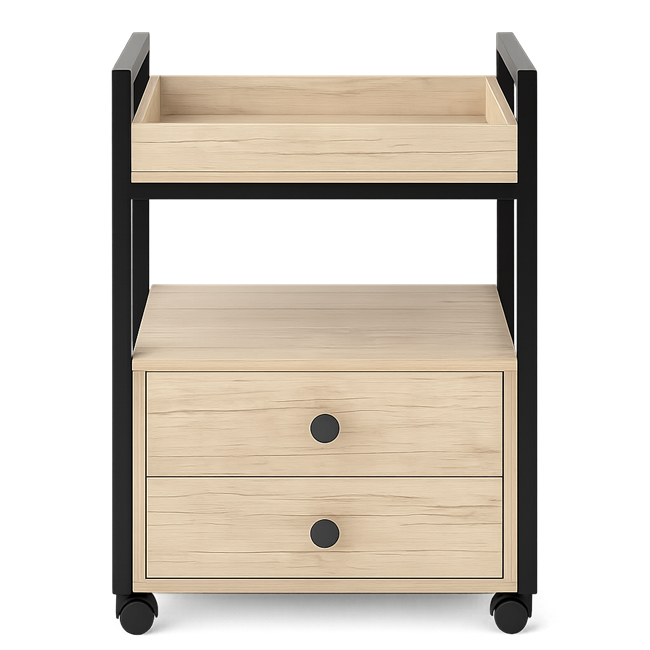 ترالی چوبی دو کشو دو طبقه